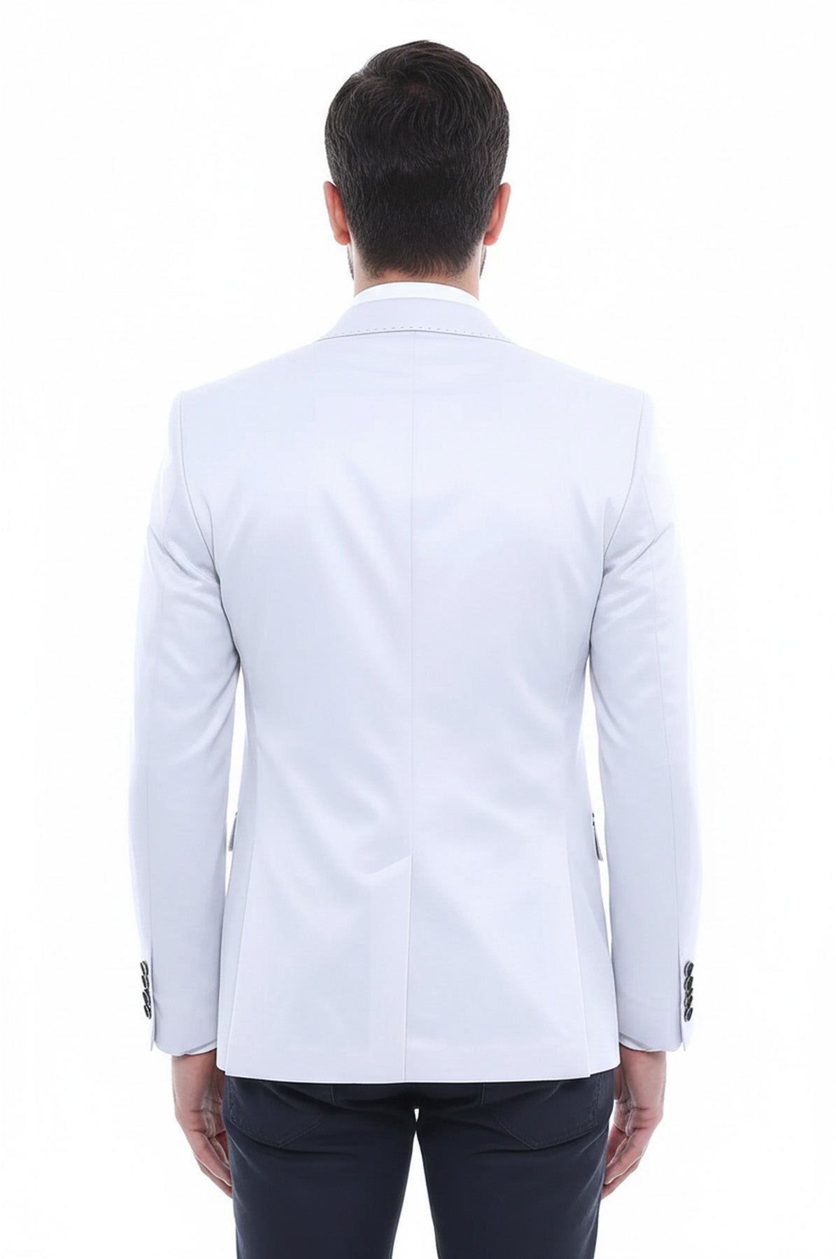Double Button Mono Lapel Crested Cream Jacket-Wessi
