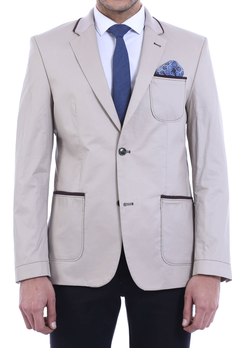 2 Button Bag Pocket Cream Jacket-Wessi