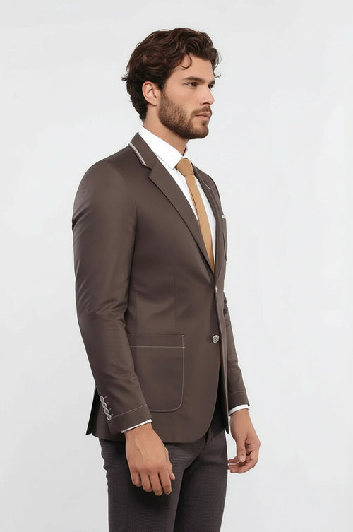 2 Button Bag Pocket Brown Jacket-Wessi