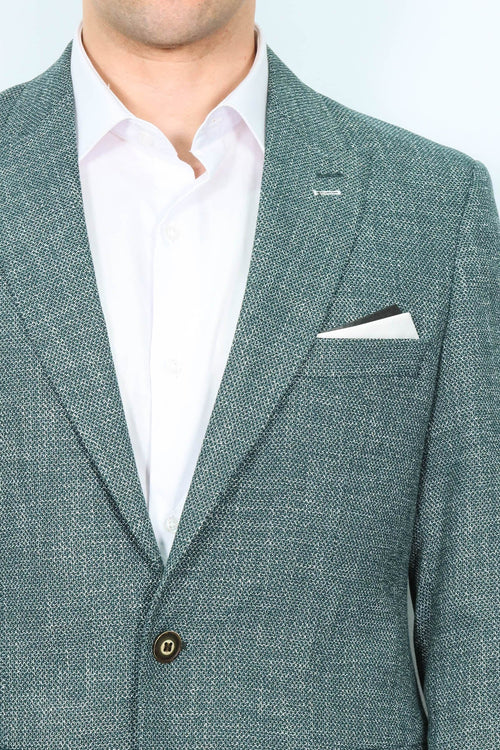 Self-Patterned Green Men's Blazer | Wessi