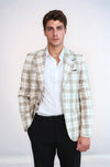 Single Button Wide Pointed Collar Beige Blazer - Wessi