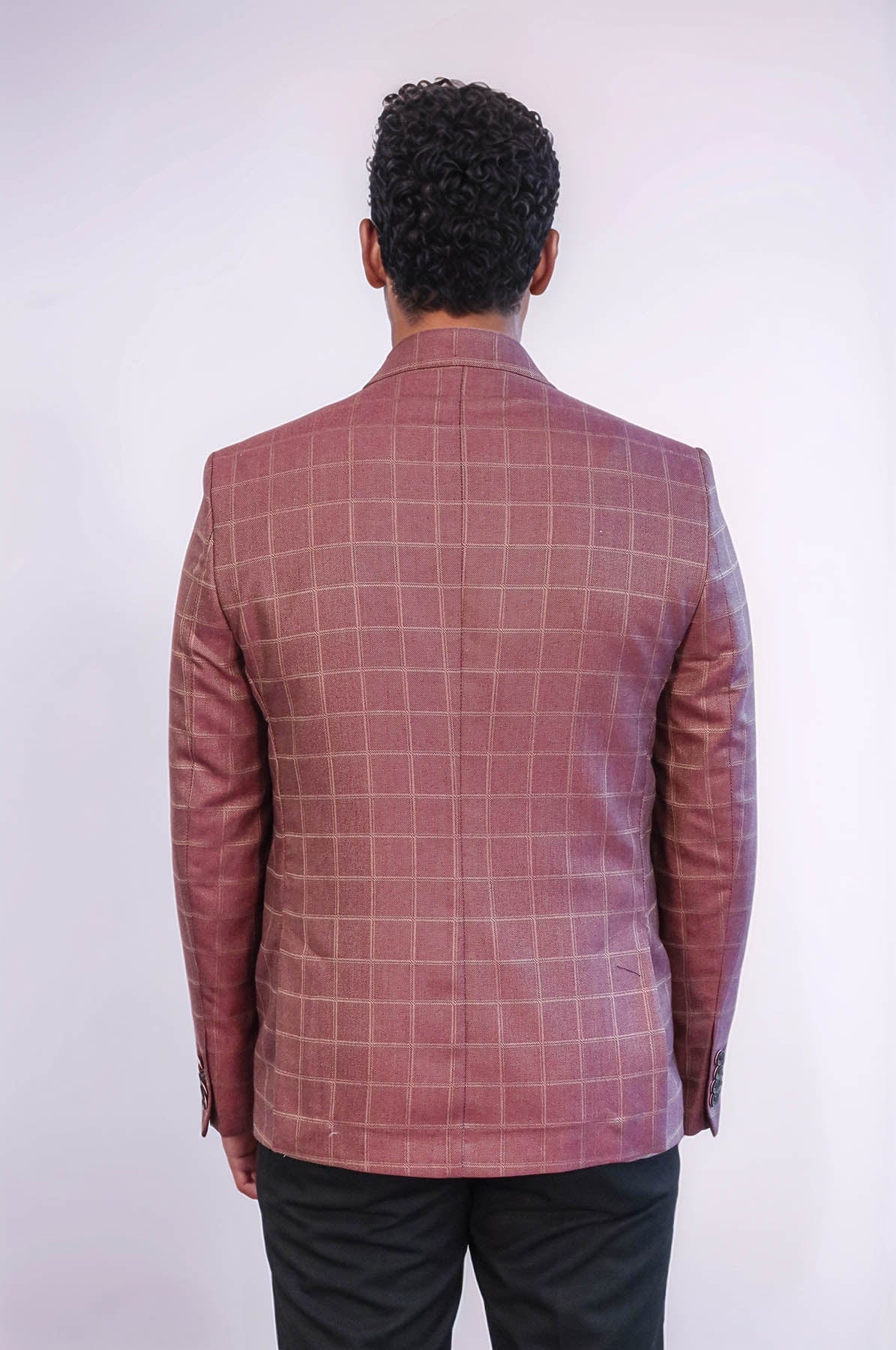 Single Button Wide Pointed Collar Burgundy Blazer - Wessi