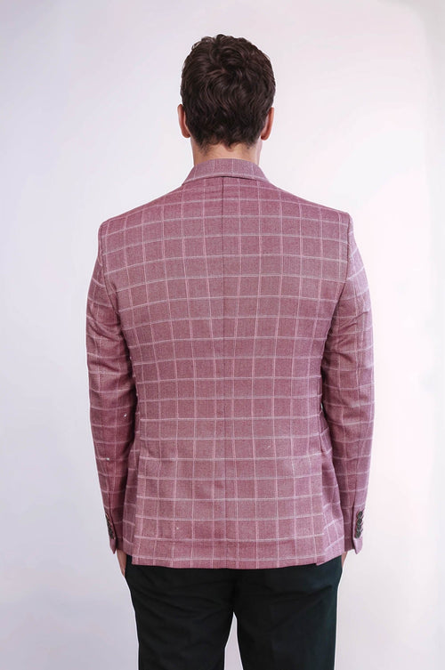 Single Button Wide Pointed Collar Burgundy Blazer - Wessi