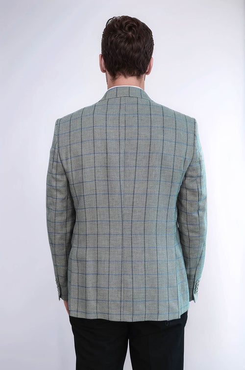 Single Button Pointed Collar Light Blue Blazer - Wessi