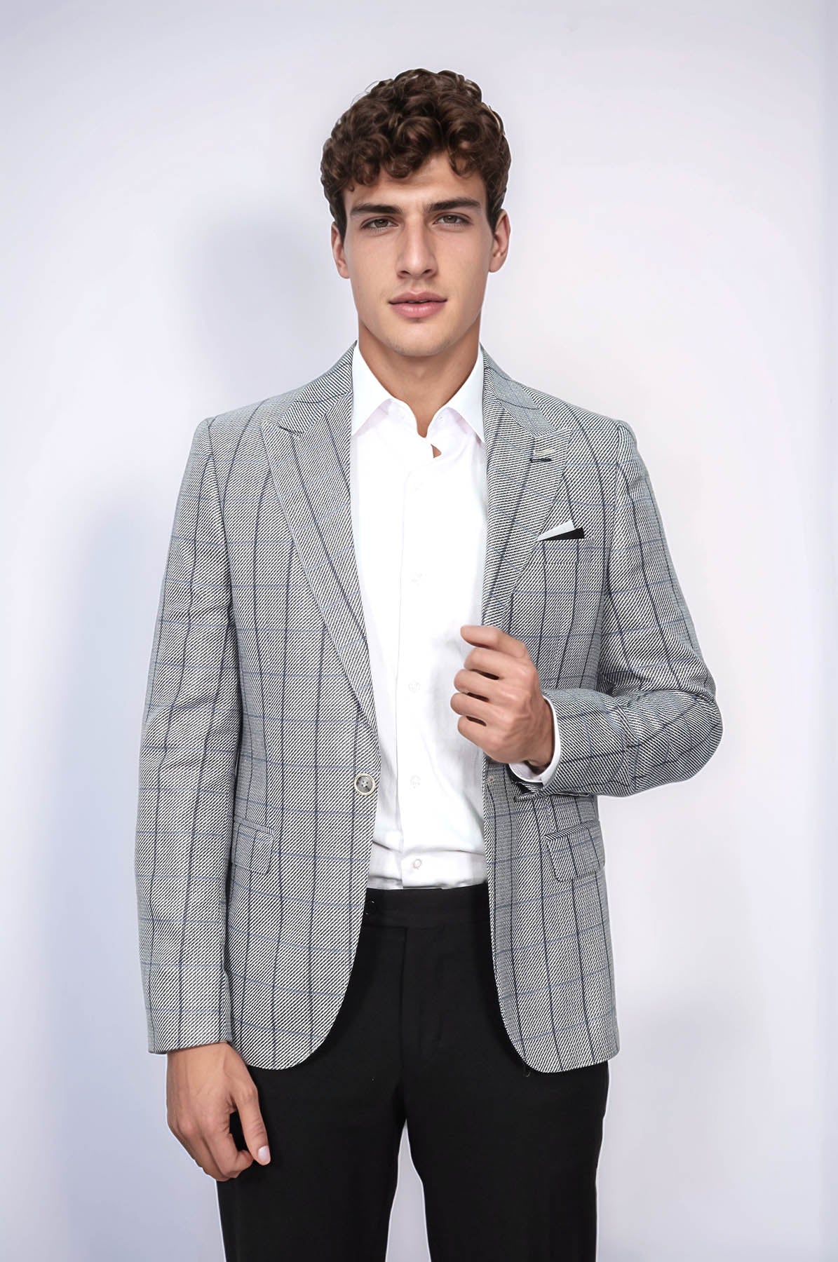 Single Button Pointed Collar Blazer - Wessi