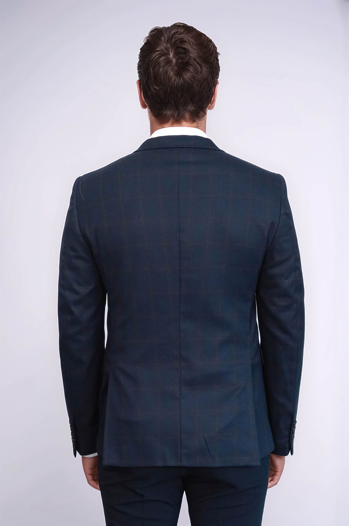 Plaid Navy Blue Jacket with Handkerchief - Wessi