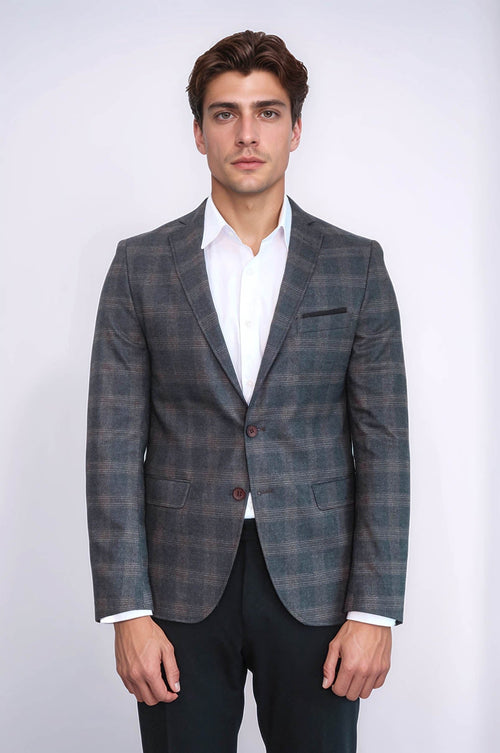 Plaid Smoked Jacket with Handkerchief - Wessi