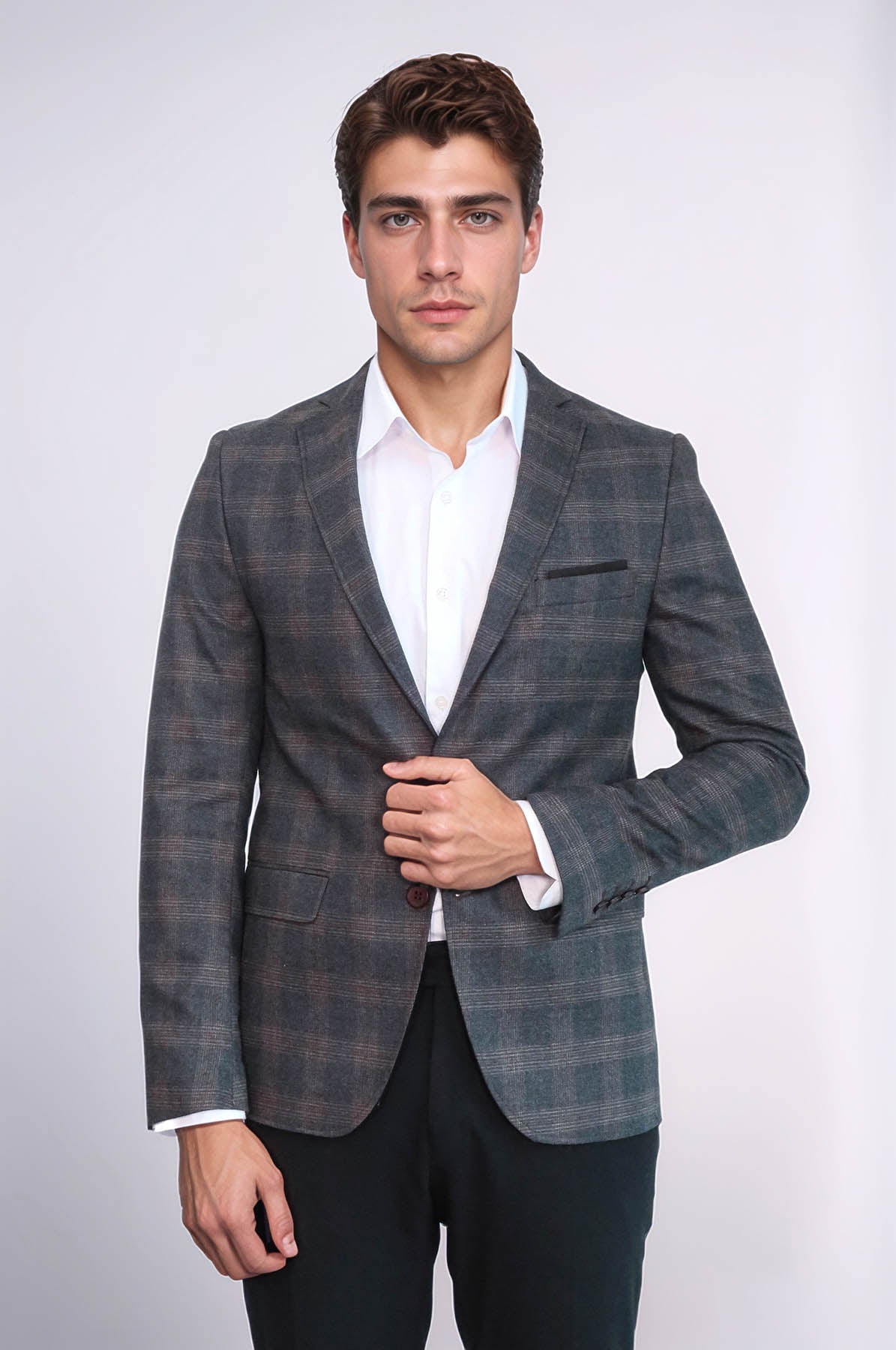 Plaid Smoked Jacket with Handkerchief - Wessi