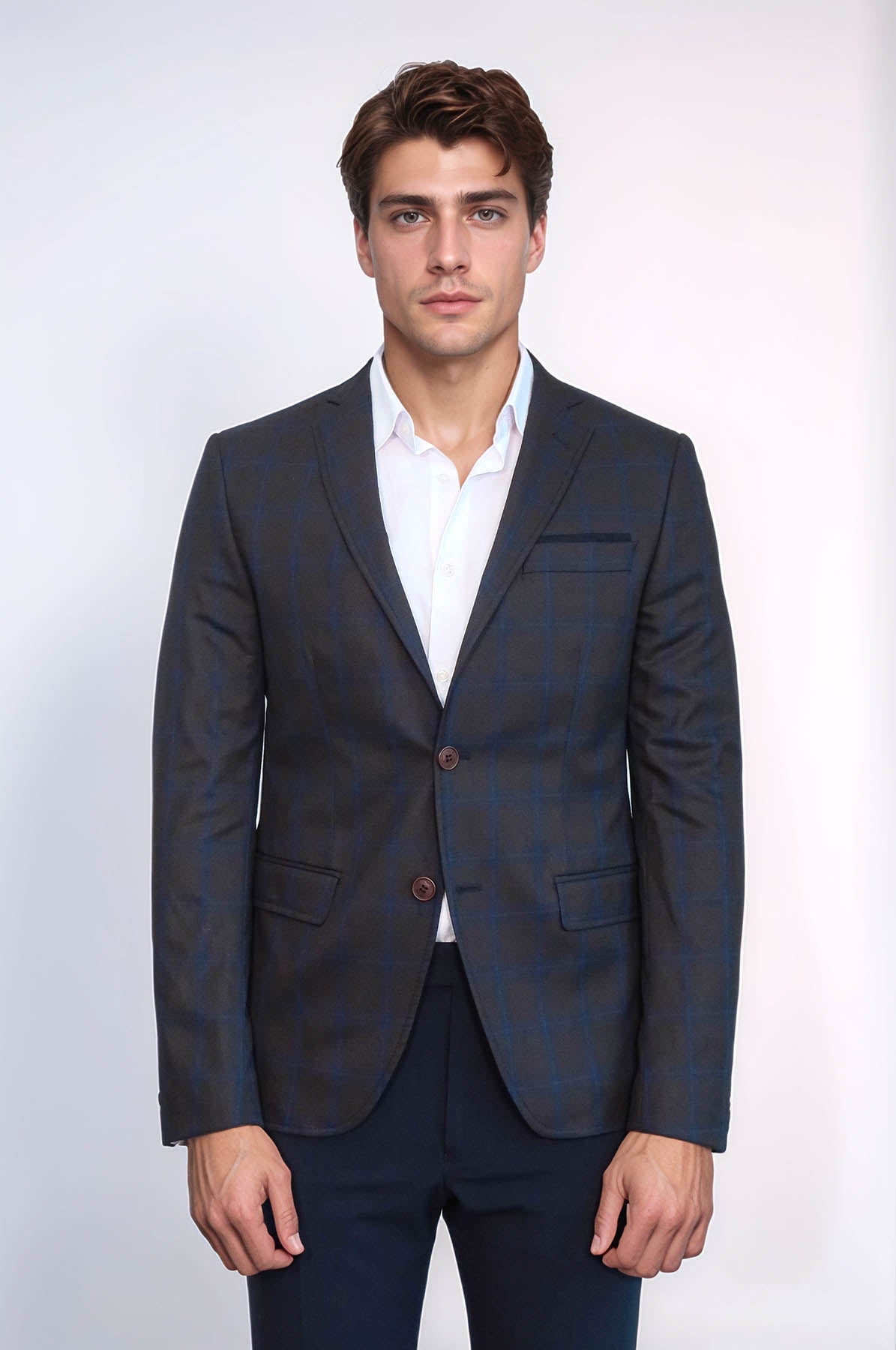 Plaid Brown Jacket with Handkerchief - Wessi