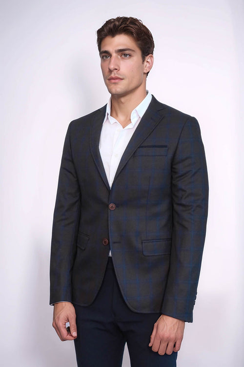 Plaid Brown Jacket with Handkerchief - Wessi