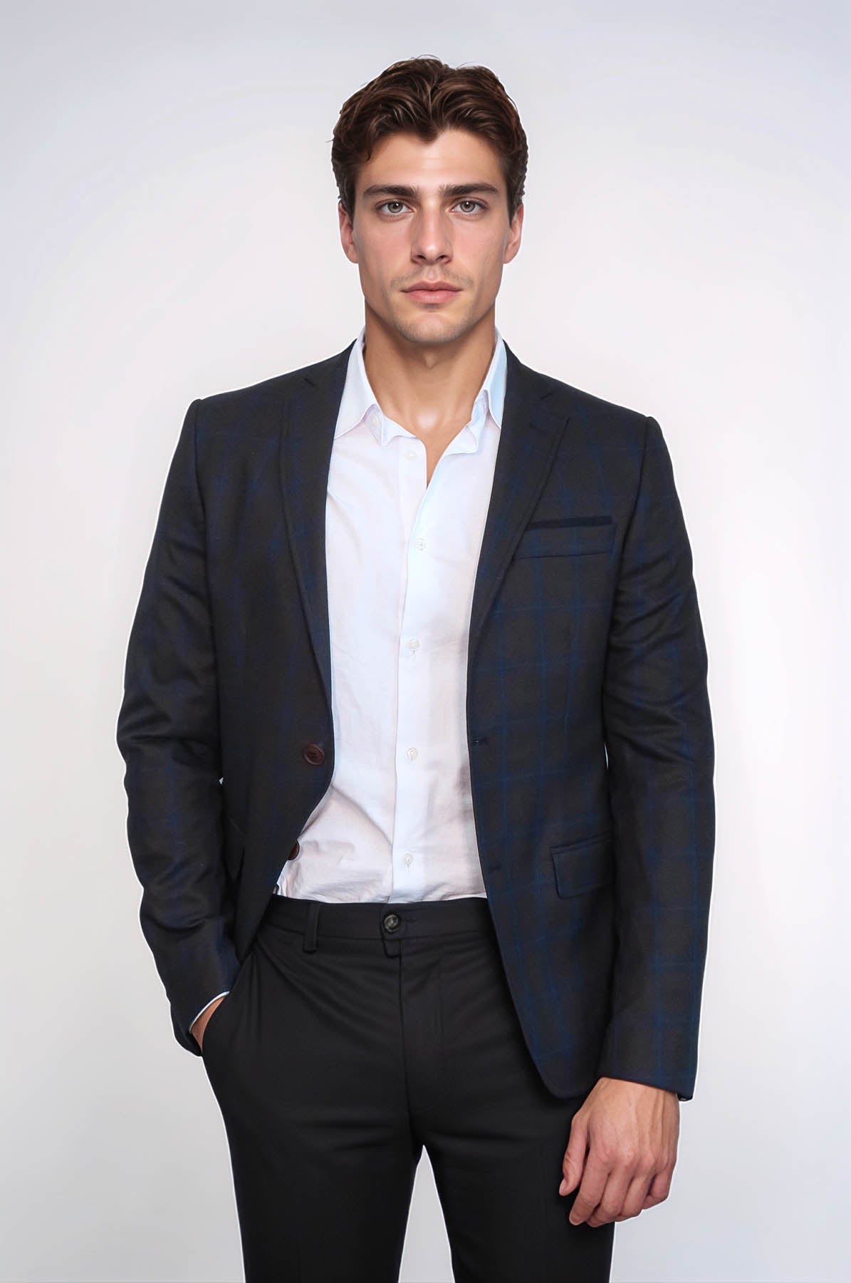 Plaid Brown Jacket with Handkerchief - Wessi