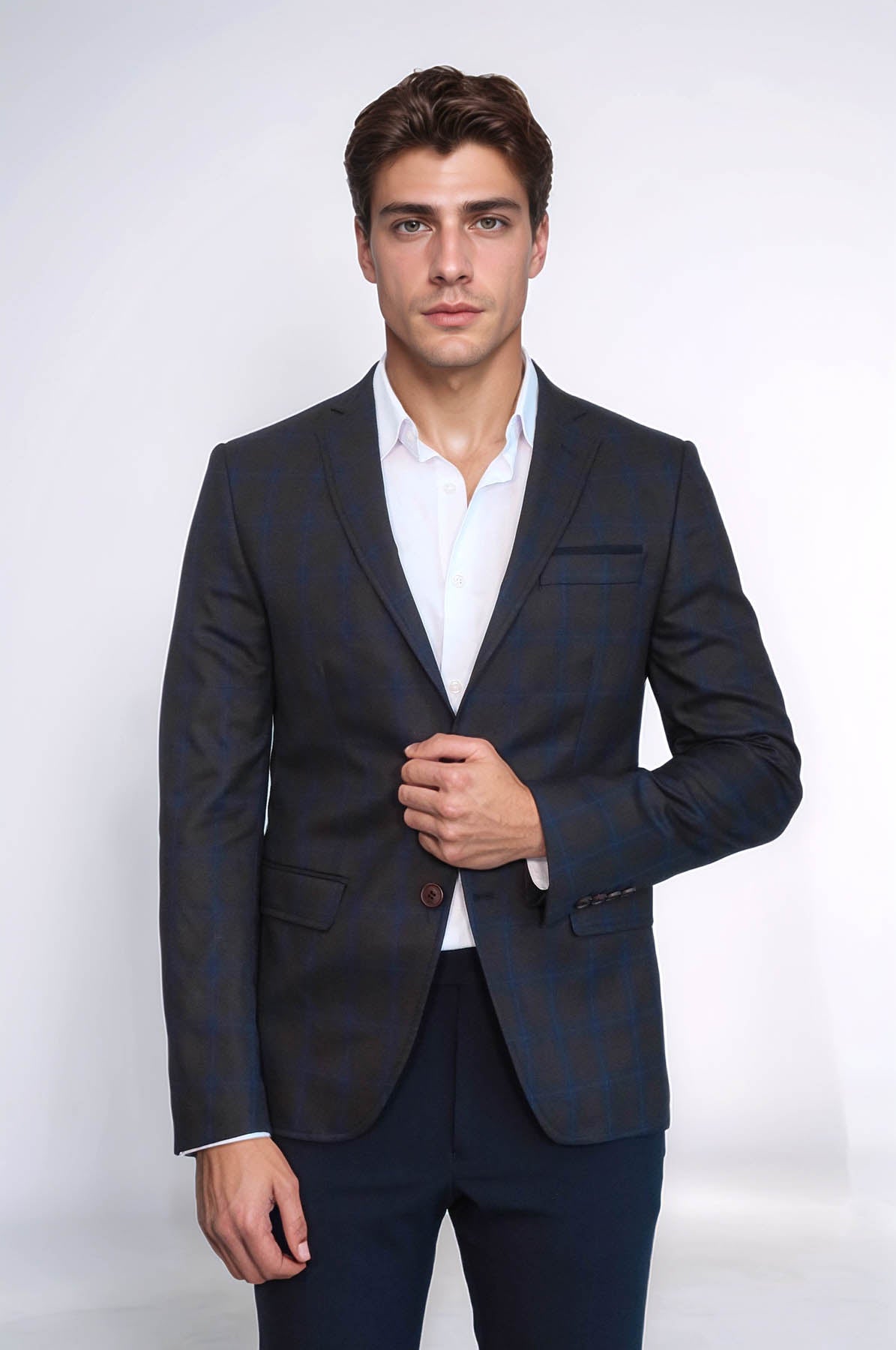 Plaid Brown Jacket with Handkerchief - Wessi