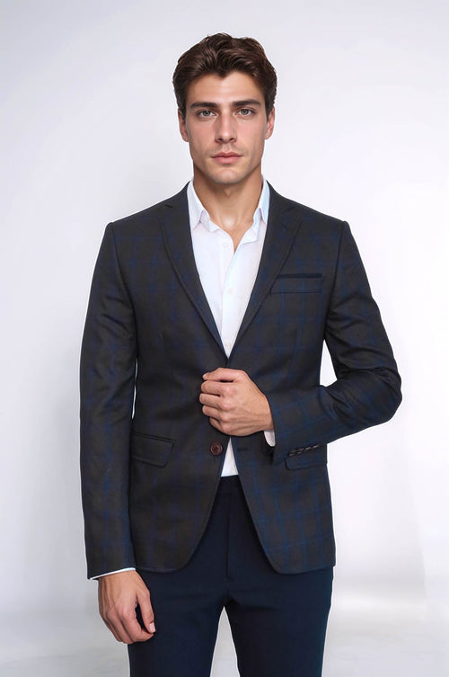 Plaid Brown Jacket with Handkerchief - Wessi