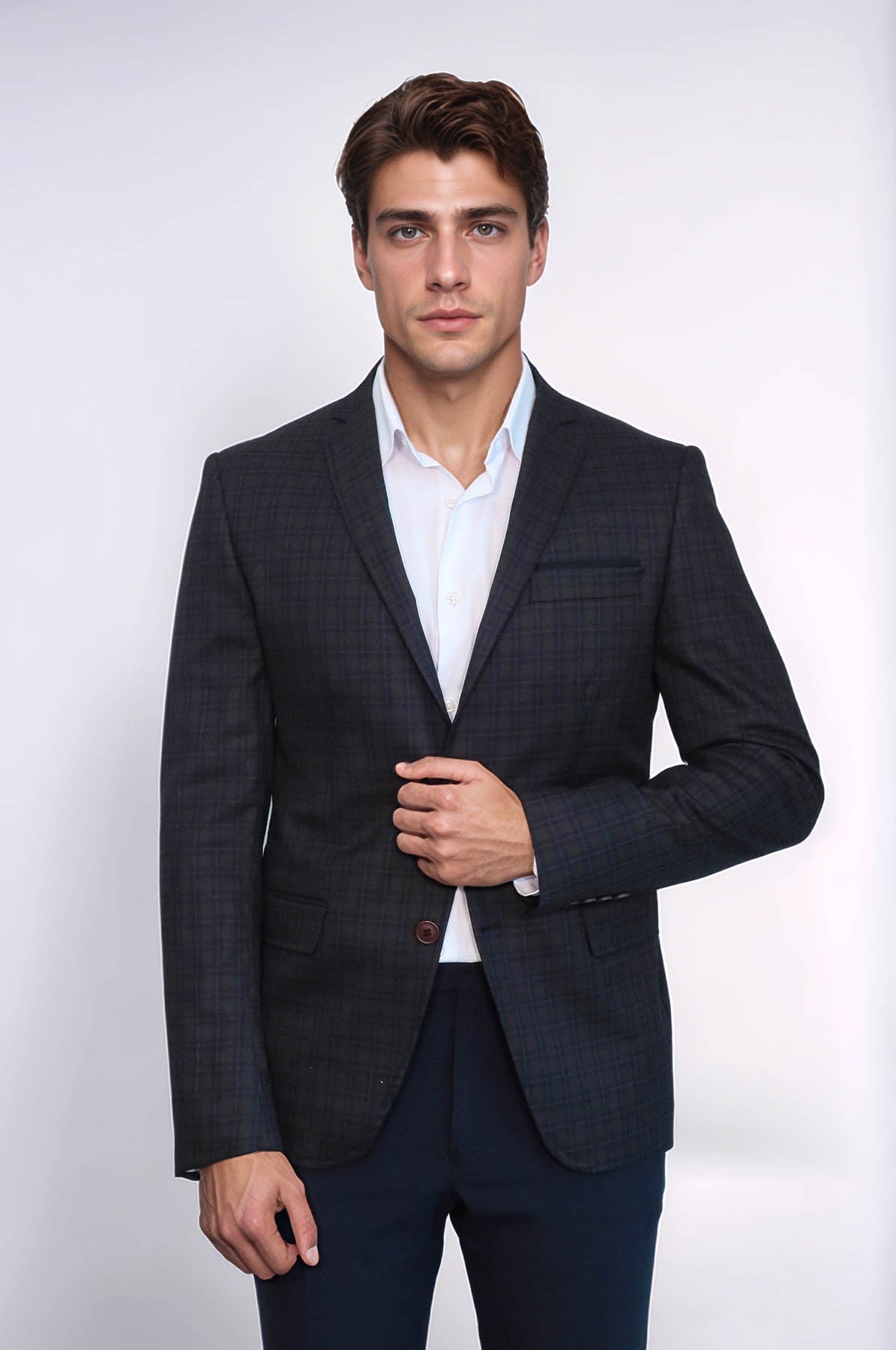 Plaid Brown Jacket with Handkerchief - Wessi