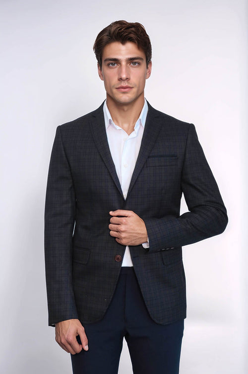 Plaid Brown Jacket with Handkerchief - Wessi