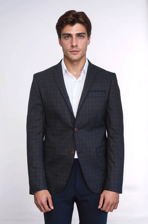 Plaid Brown Jacket with Handkerchief - Wessi