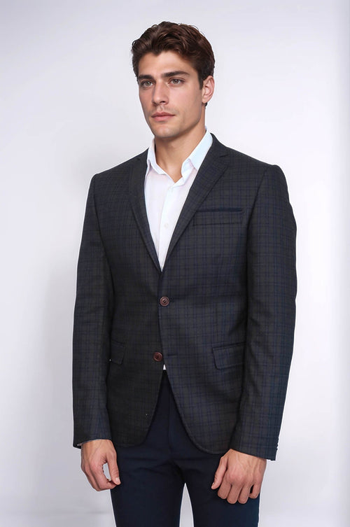 Plaid Brown Jacket with Handkerchief - Wessi