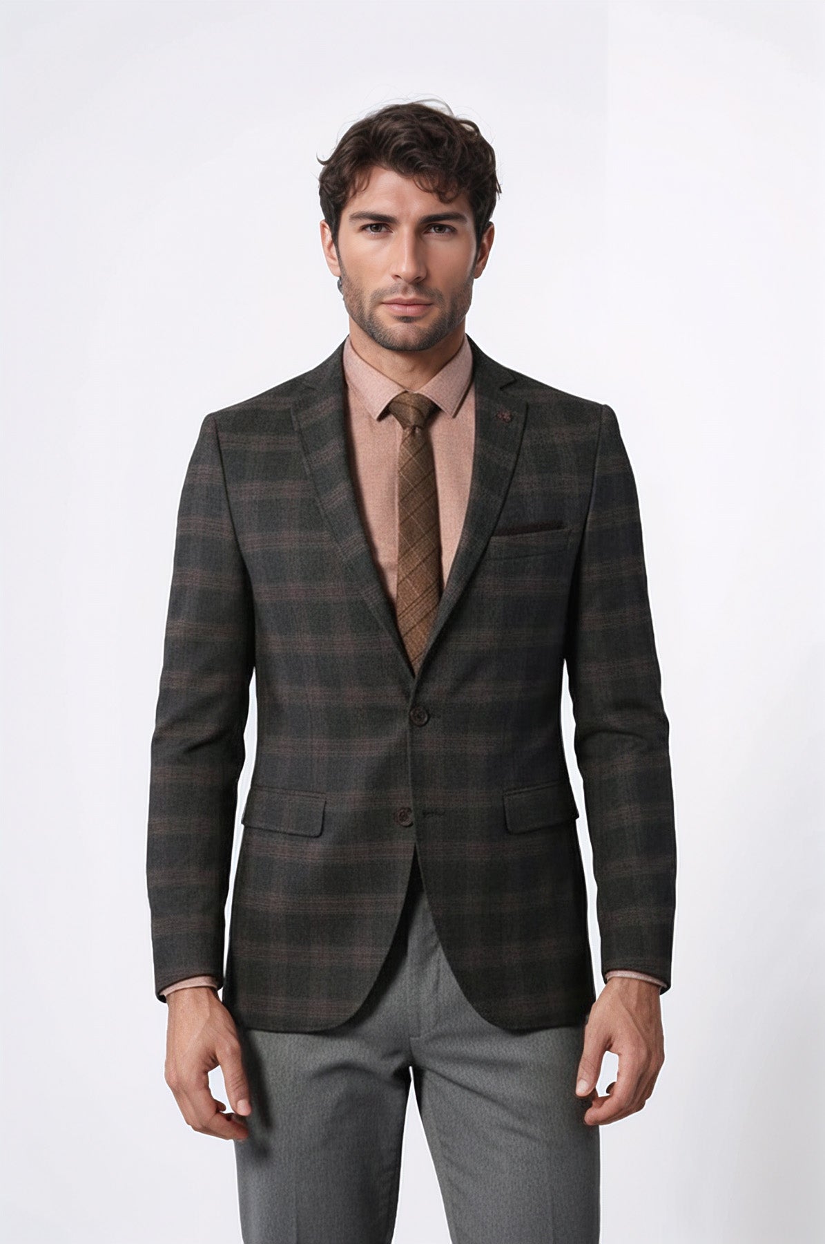 Slimfit Plaid Wool Blazer - Wessi