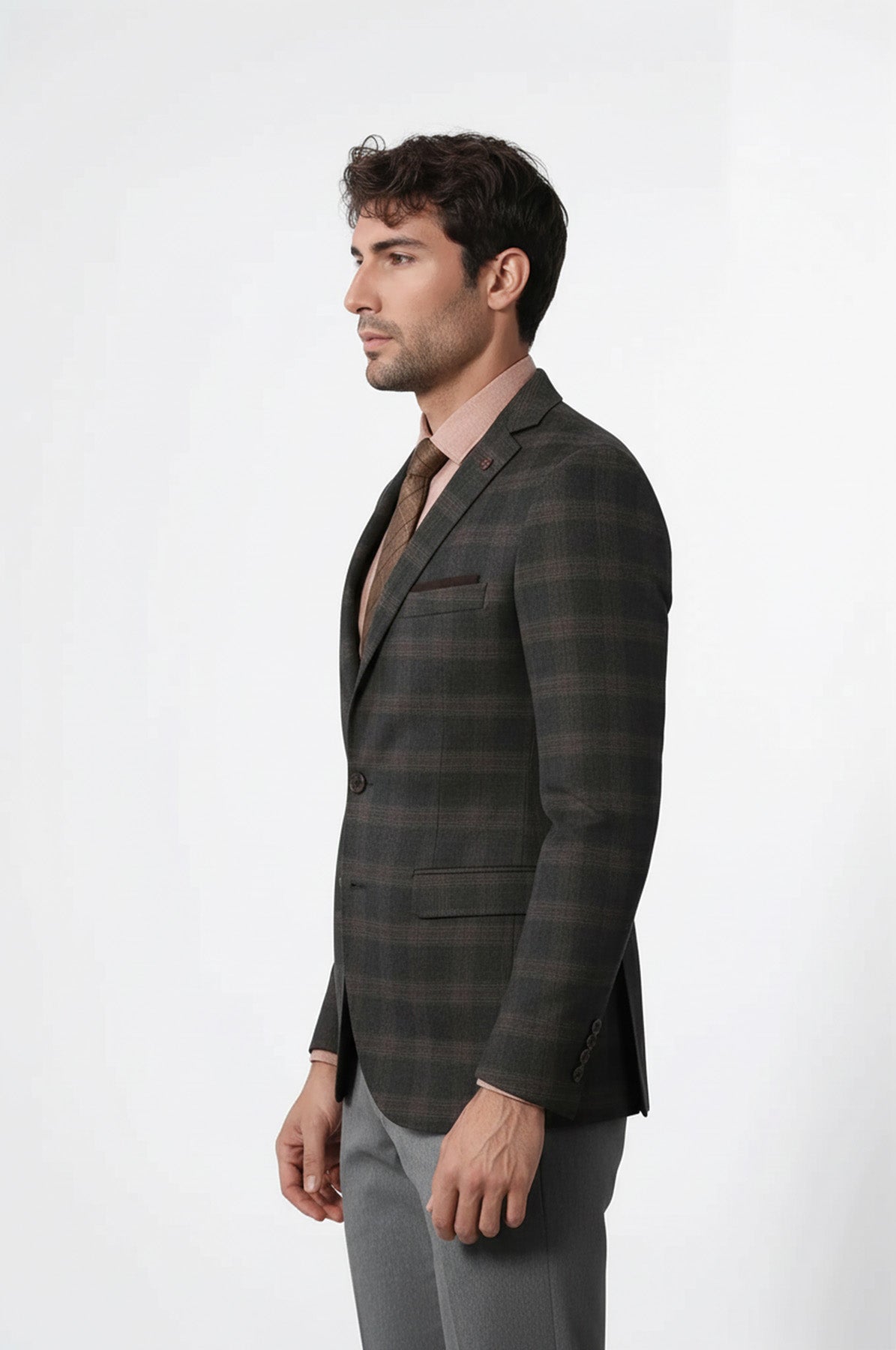 Slimfit Plaid Wool Blazer - Wessi