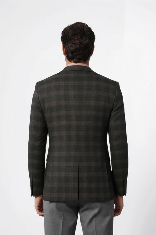 Slimfit Plaid Wool Blazer - Wessi
