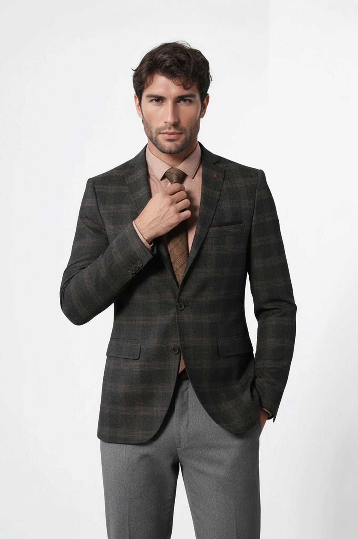 Slimfit Plaid Wool Blazer - Wessi