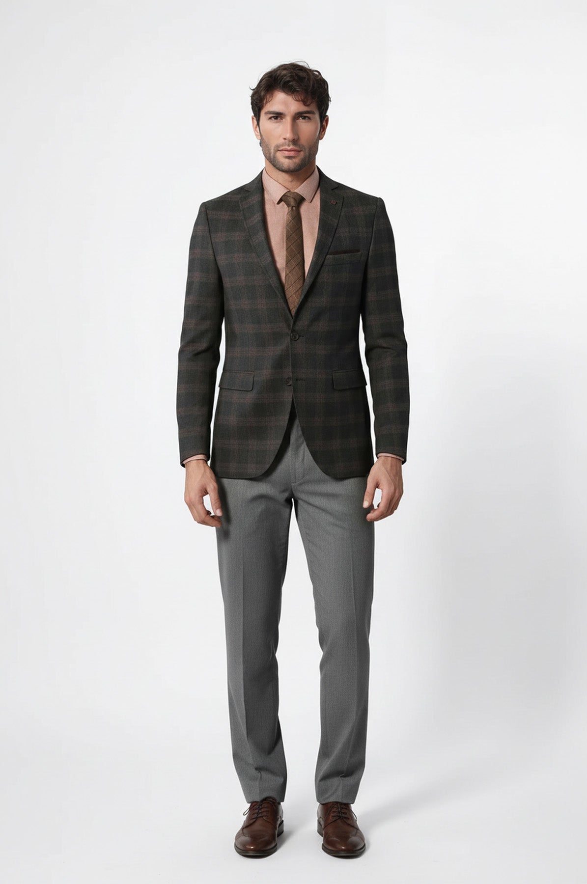 Slimfit Plaid Wool Blazer - Wessi