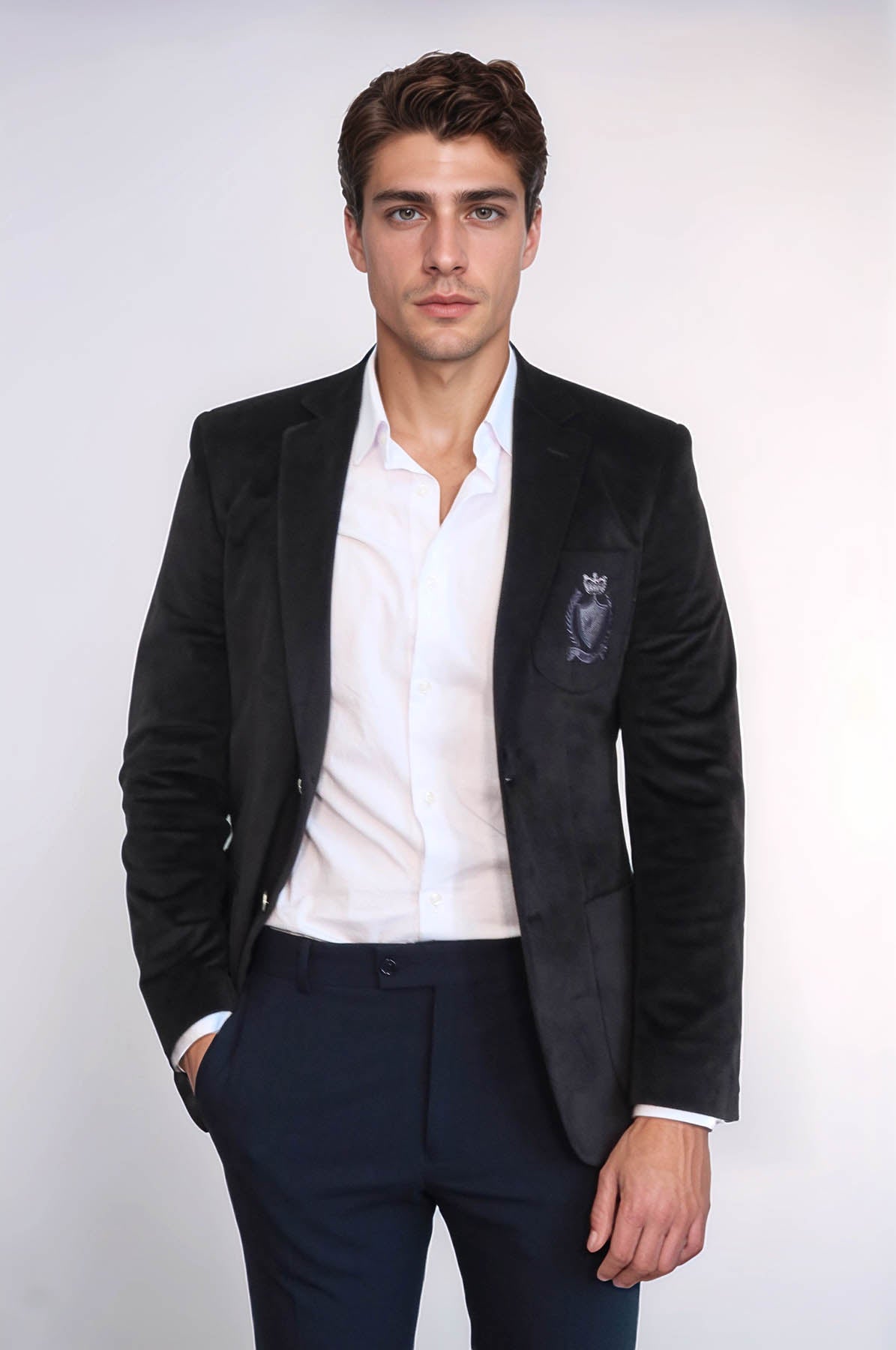 Bag Pocket Rigging Velvet Black Jacket-Wessi