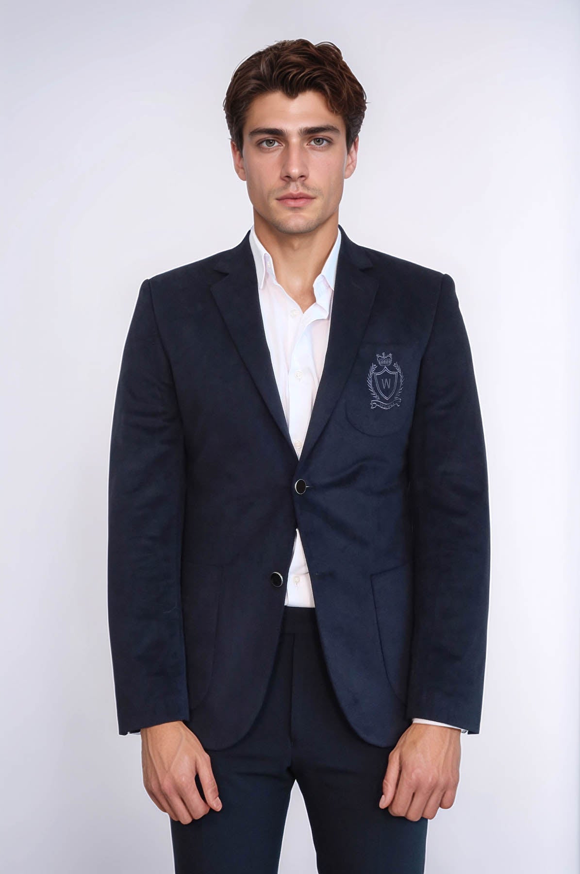 Bag Pocket Rigging Velvet Navy Blue Jacket-Wessi