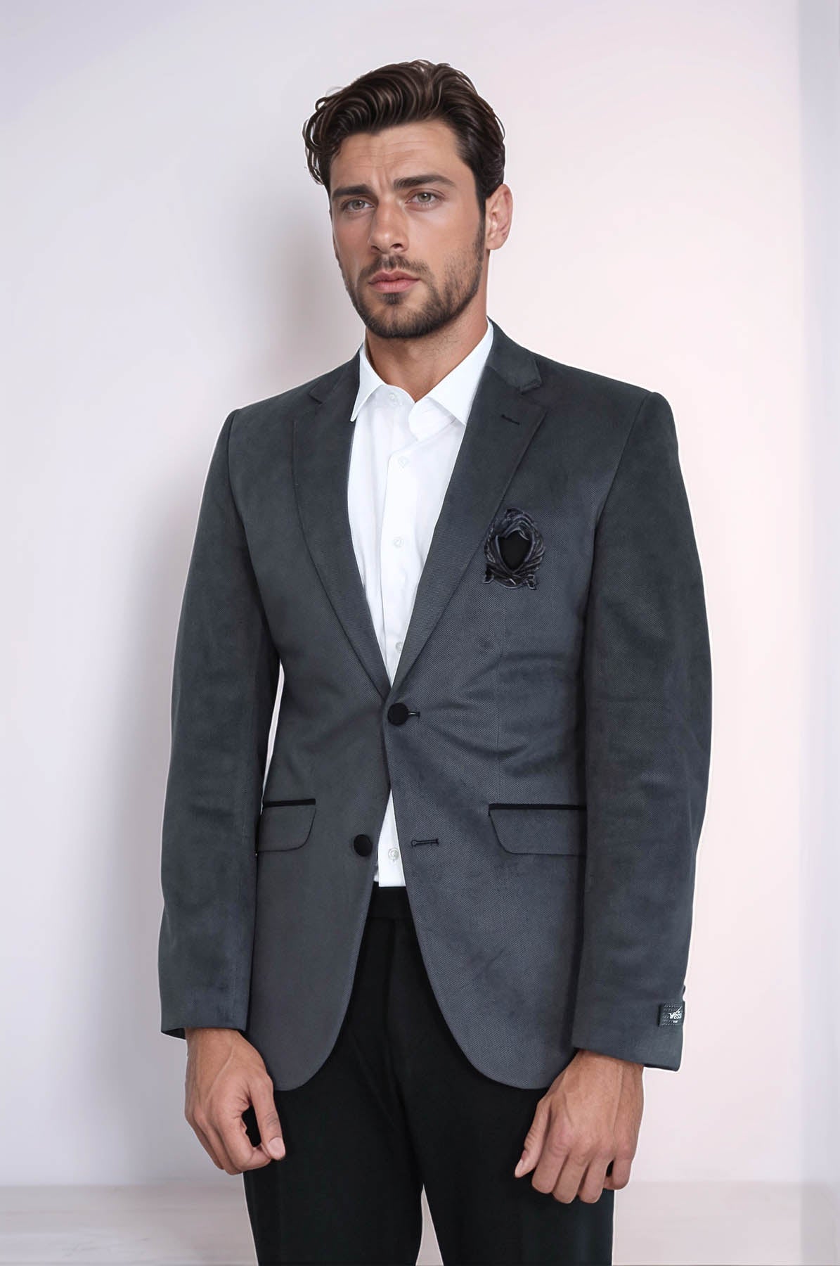 Pocket Flap Rigging Velvet Grey Jacket-Wessi