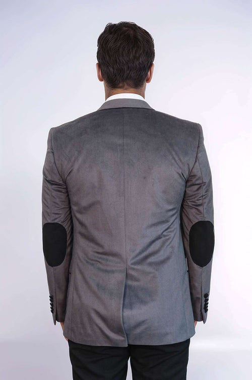 2 Button Bag Pocket Velvet Grey Jacket-Wessi