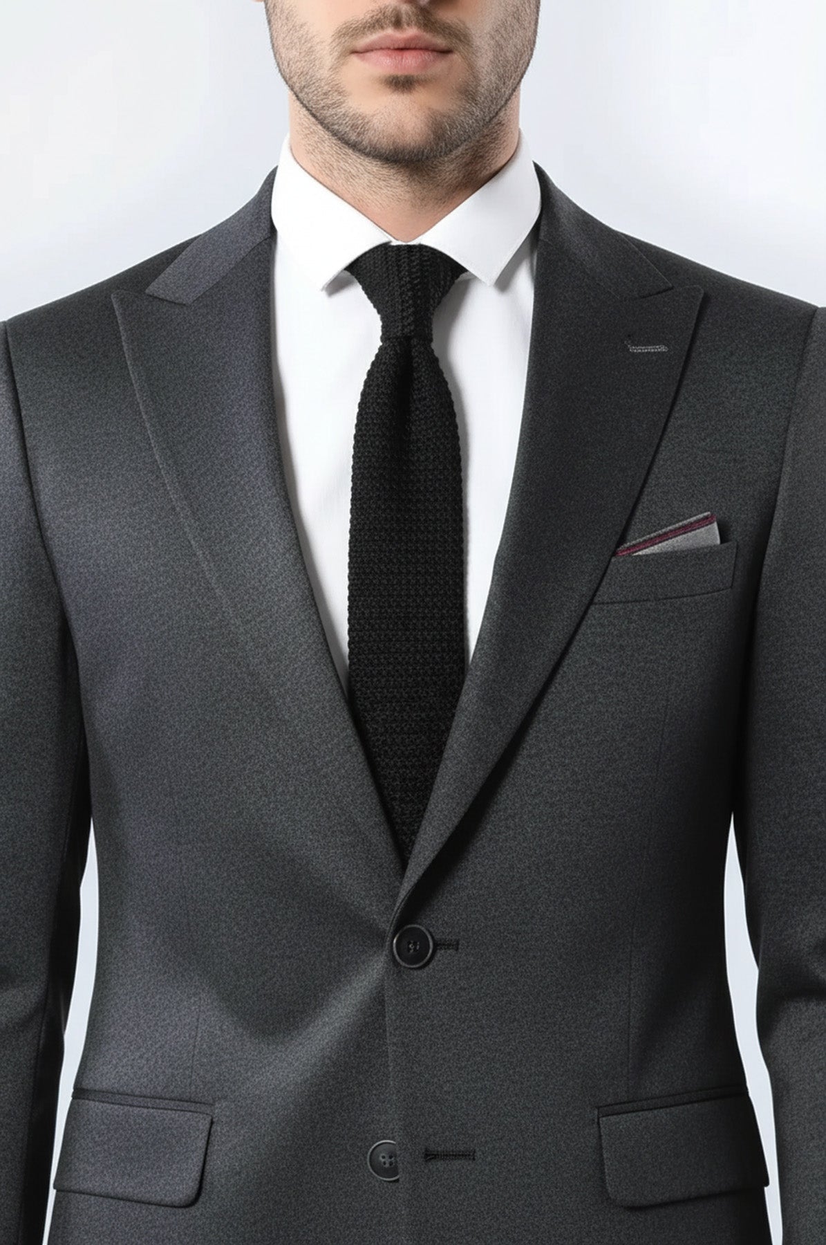 Single Button Double Vent Pointed Collar Navy Blue Blazer - Wessi