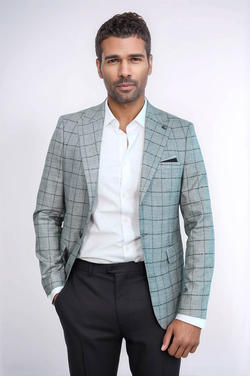 Plaid Black Blazer with Grey Vest - Wessi