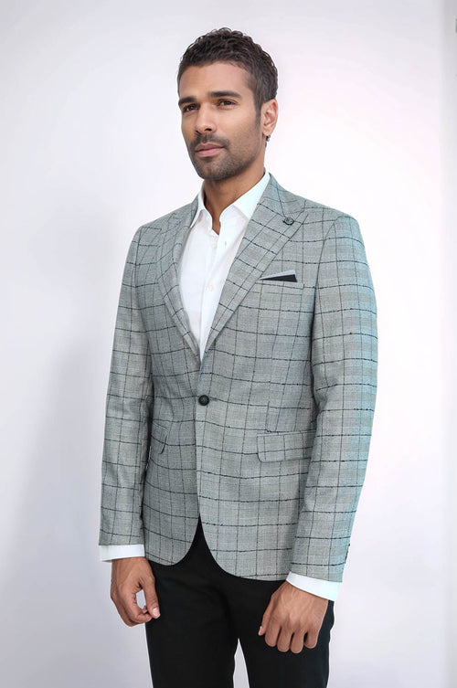 Plaid Black Blazer with Grey Vest - Wessi