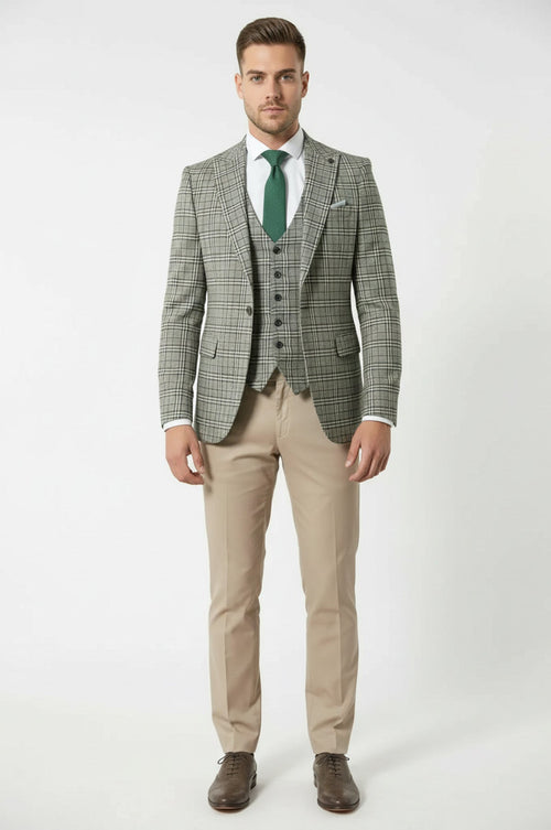 Set of Plaid Blazer and Vest - Wessi