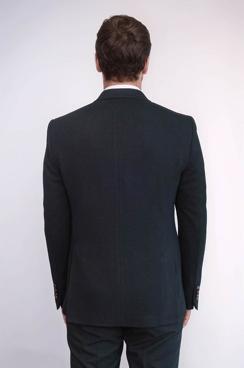 Double Breasted Slim Fit Black Blazer - Wessi
