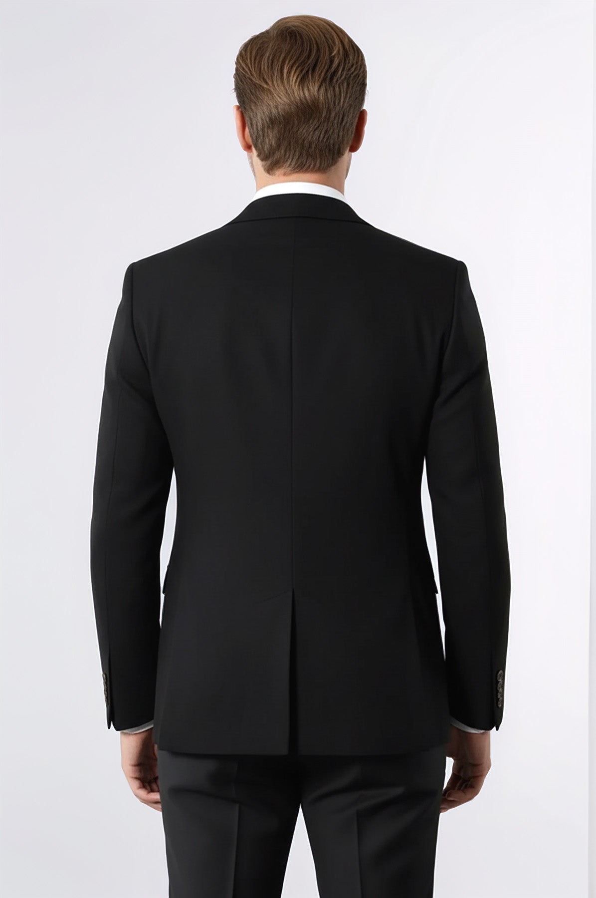 Single Button Pointed Collar Black Blazer - Wessi