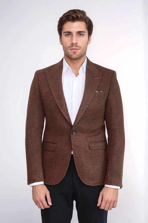 Brown Slim Fit Jacket for Men | Wessi