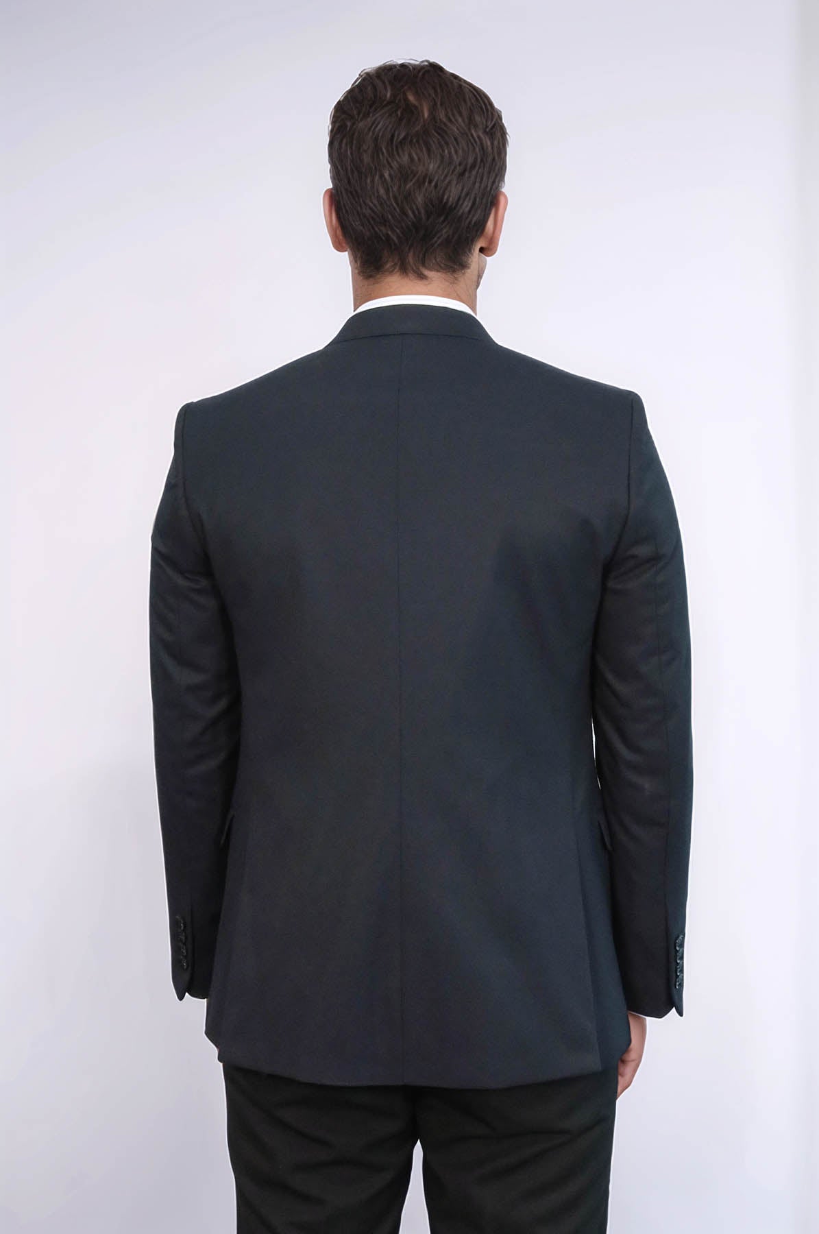 Plain Navy Blue Blazer Vest Set - Wessi