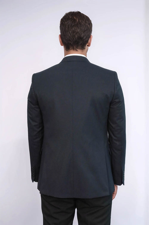 Plain Navy Blue Blazer Vest Set - Wessi