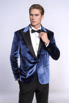 Velvet Slim Fit Blue Men Prom Blazer - Wessi