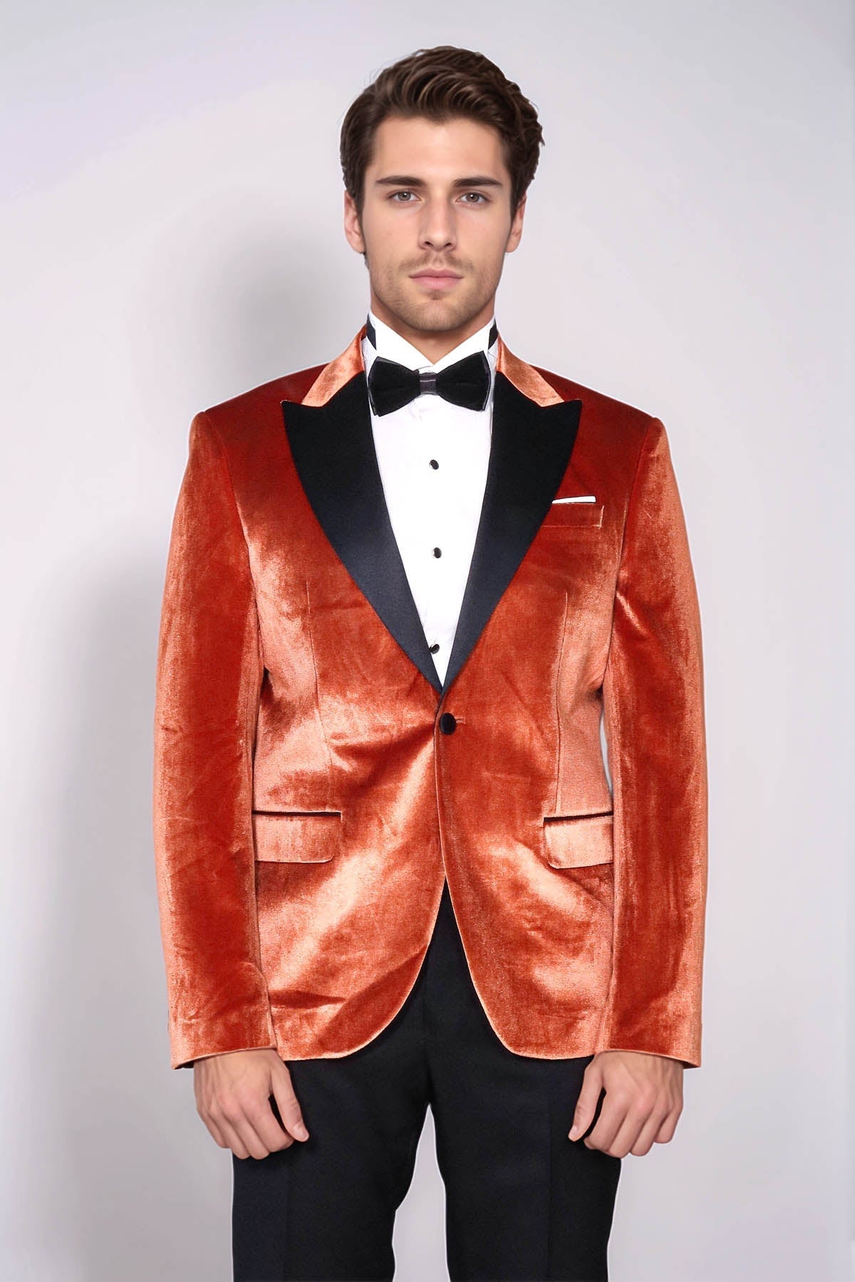 Velvet Slim Fit Single Button Tan Men Prom Blazer
