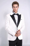 Velvet Slim Fit White Men Prom Blazer - Wessi