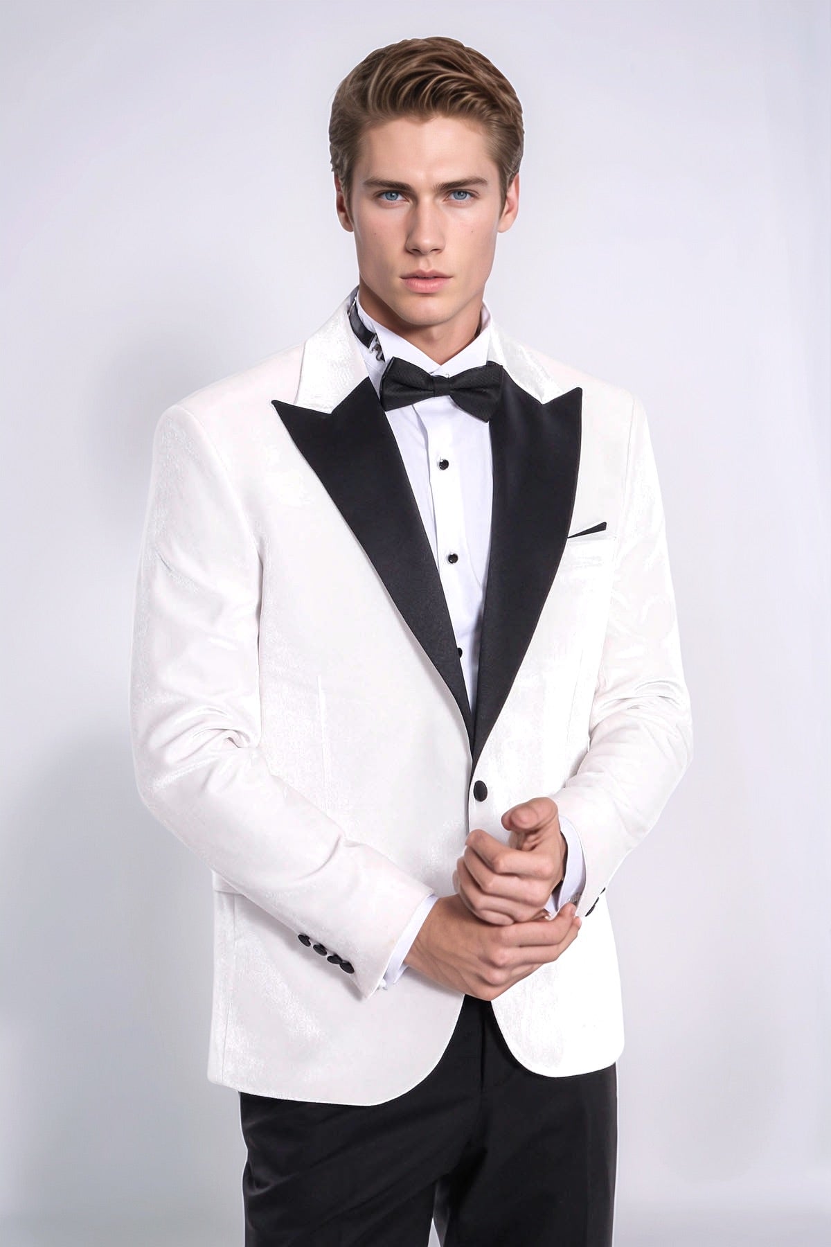 Velvet Slim Fit White Men Prom Blazer - Wessi
