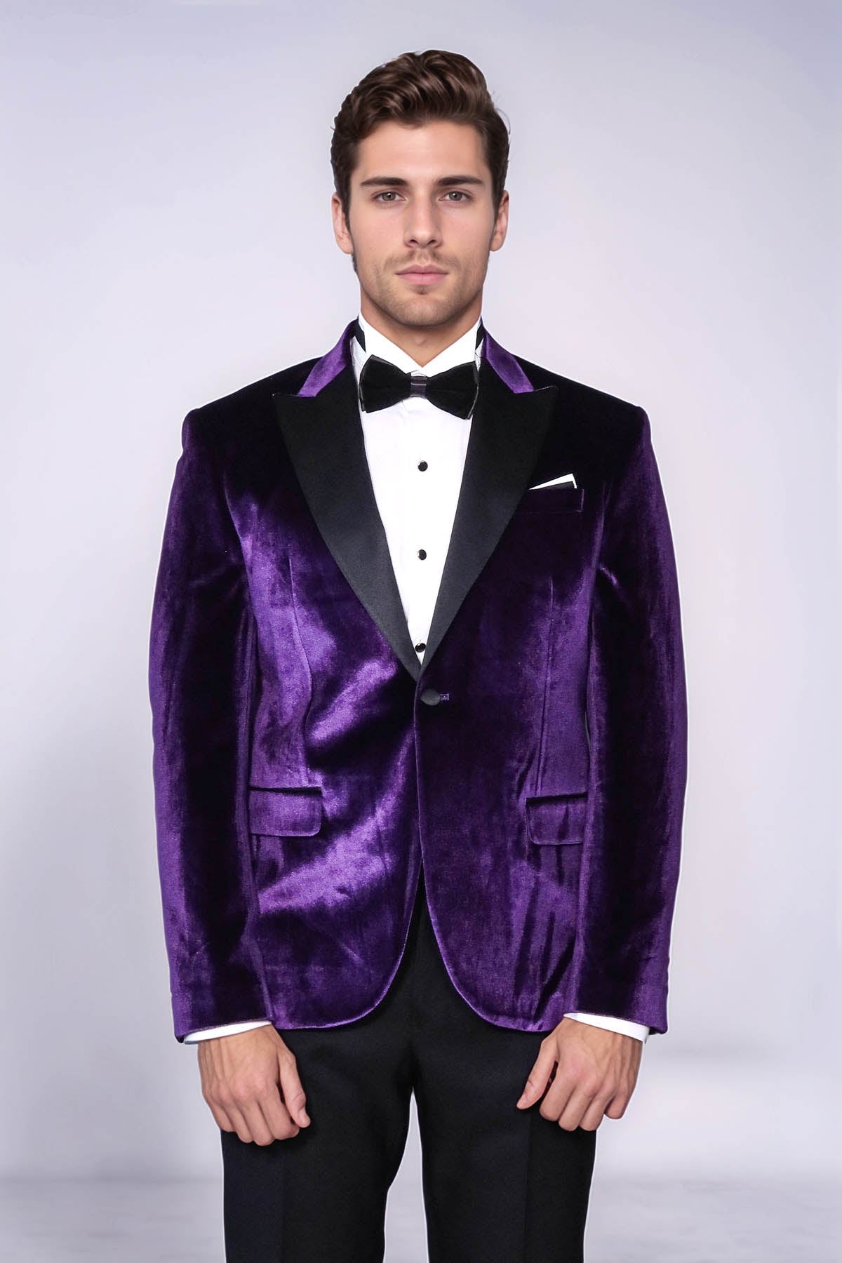 Velvet Slim Fit Single Button Purple Men Prom Blazer