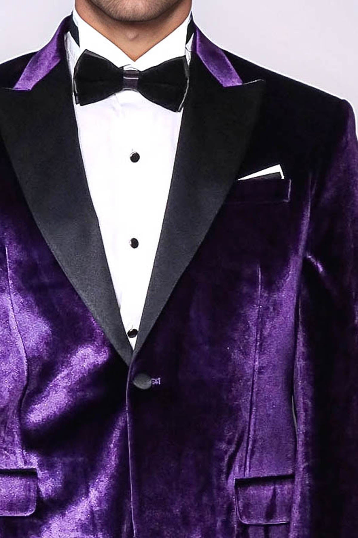 Velvet Slim Fit Single Button Purple Men Prom Blazer