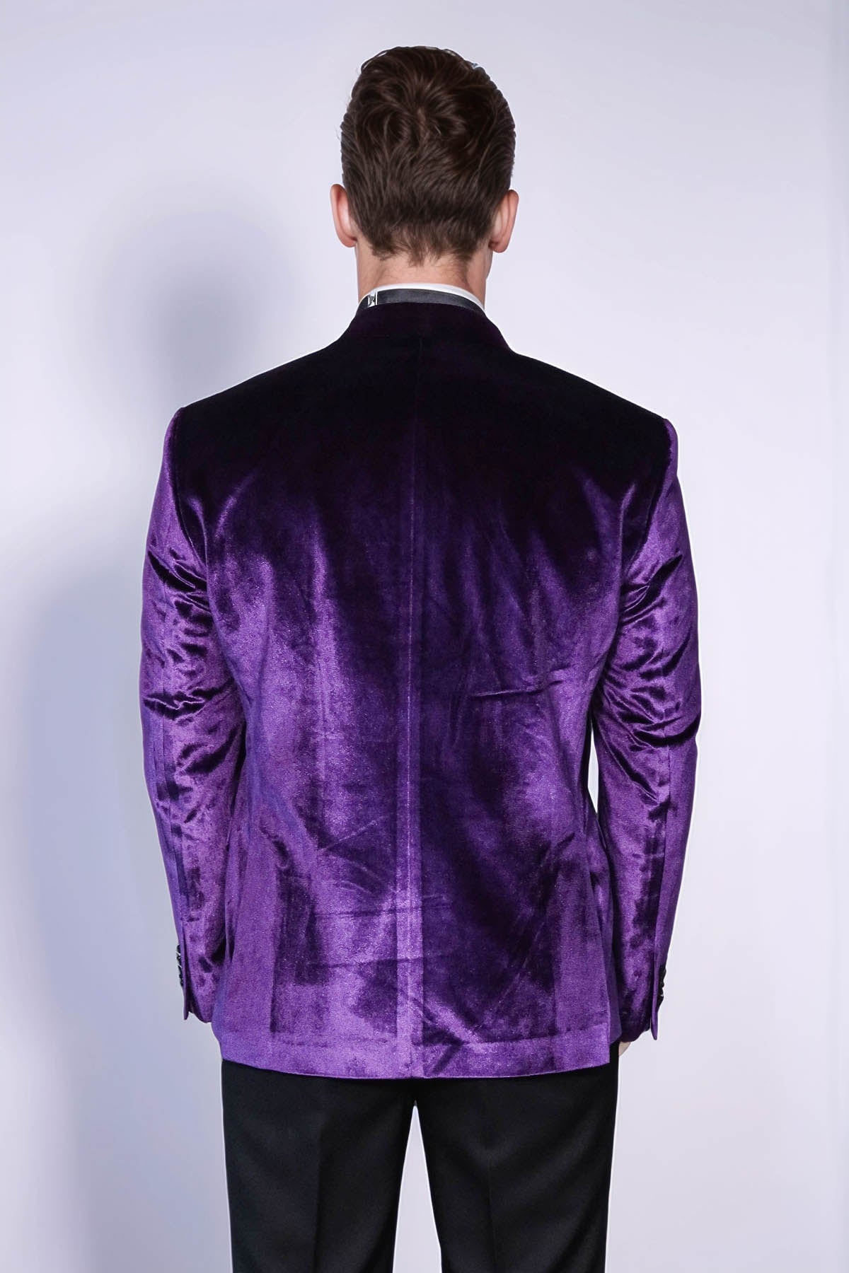 Velvet Slim Fit Single Button Purple Men Prom Blazer