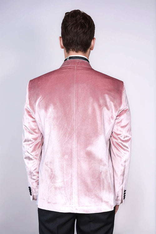 Slim Fit Peak Lapel Velvet Pink Men Prom Blazer