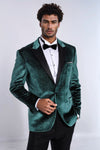 Sparkle Slim Fit Velvet Green Men Prom Blazer - Wessi