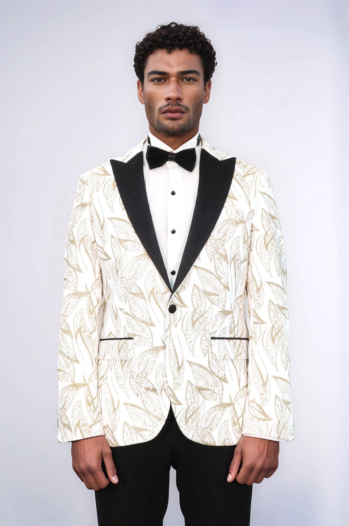 Glittery Slim Fit White Men Prom Blazer - Wessi