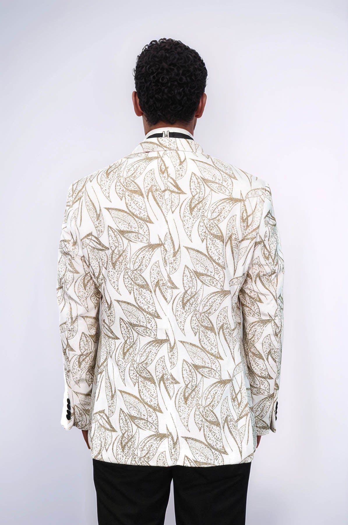 Glittery Slim Fit White Men Prom Blazer - Wessi